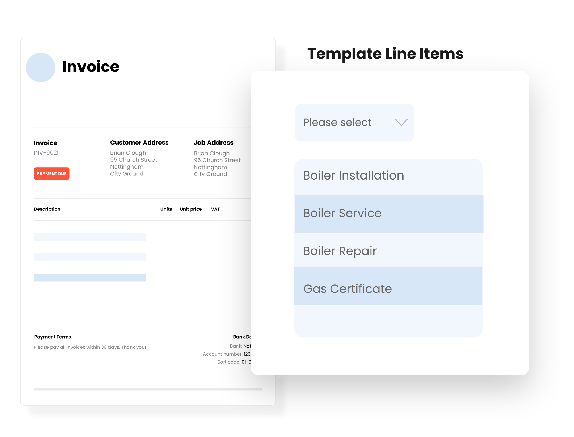 line item templates for jobs