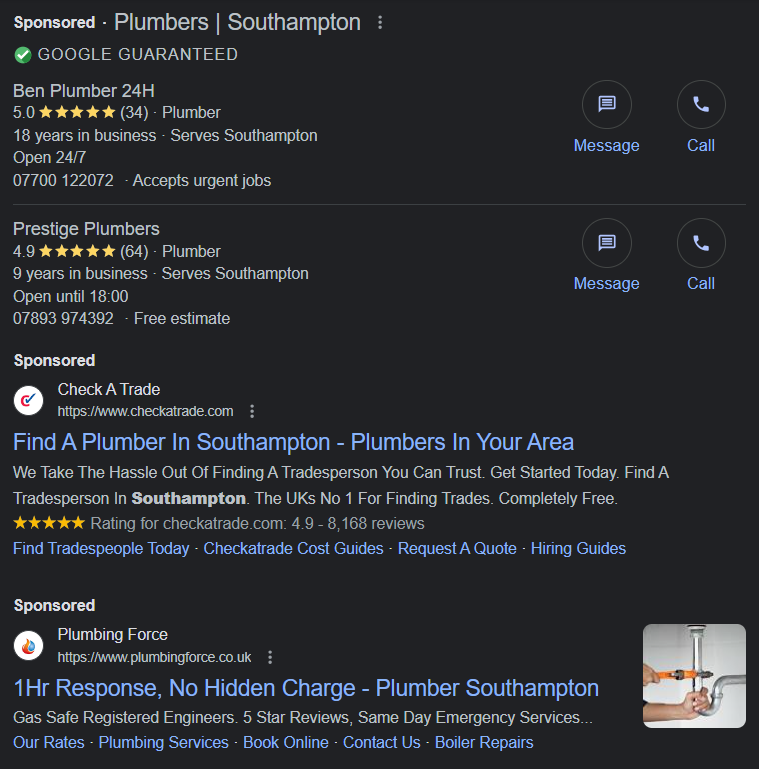 Example of google ads