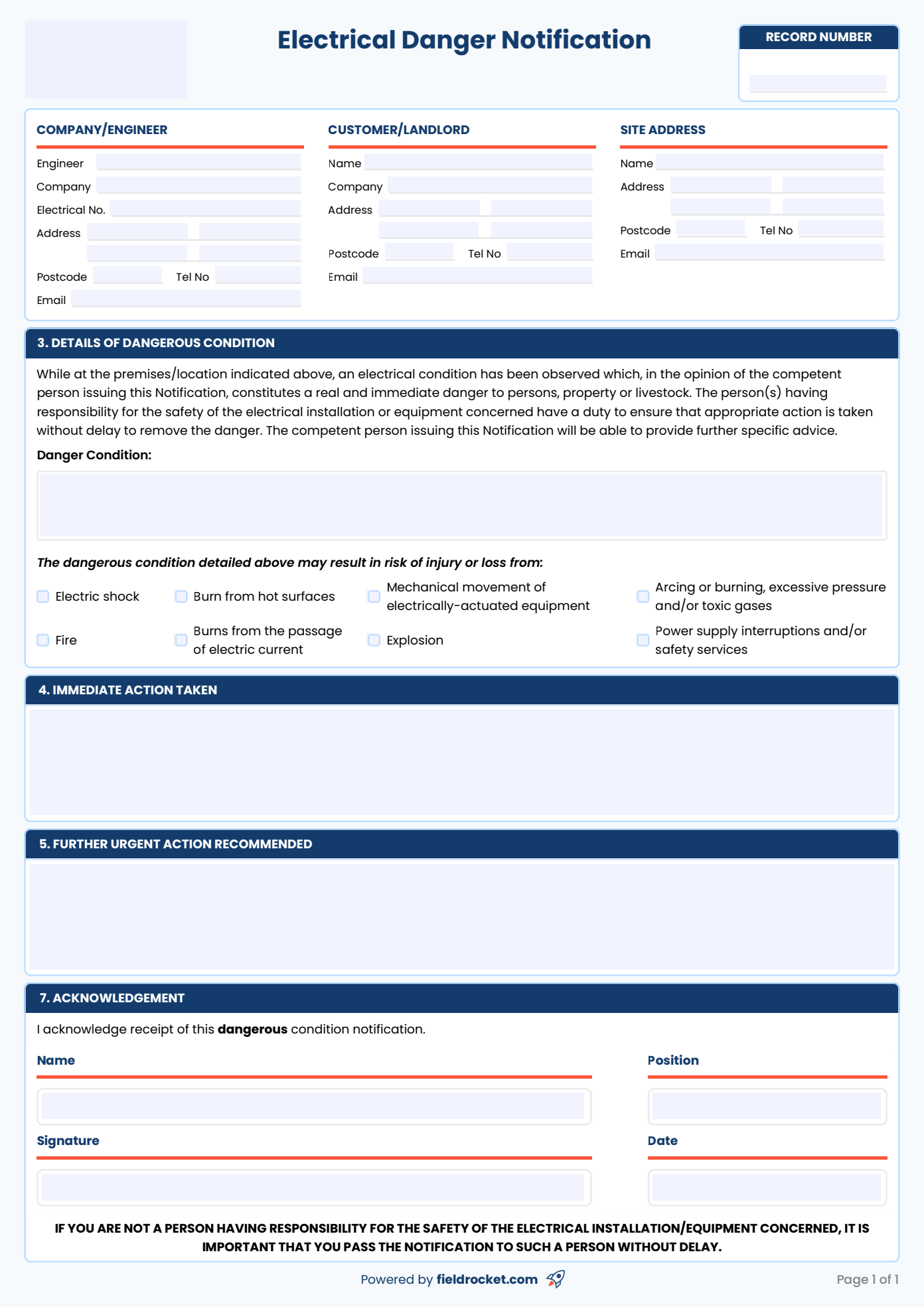 A preview of our job sheet template