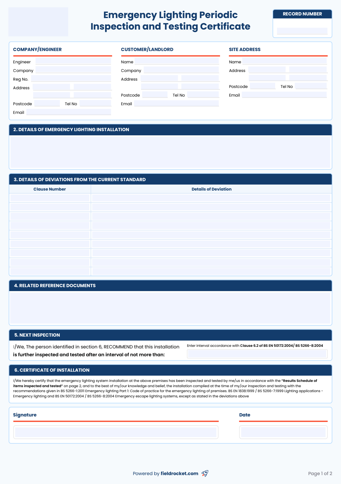 A preview of our job sheet template