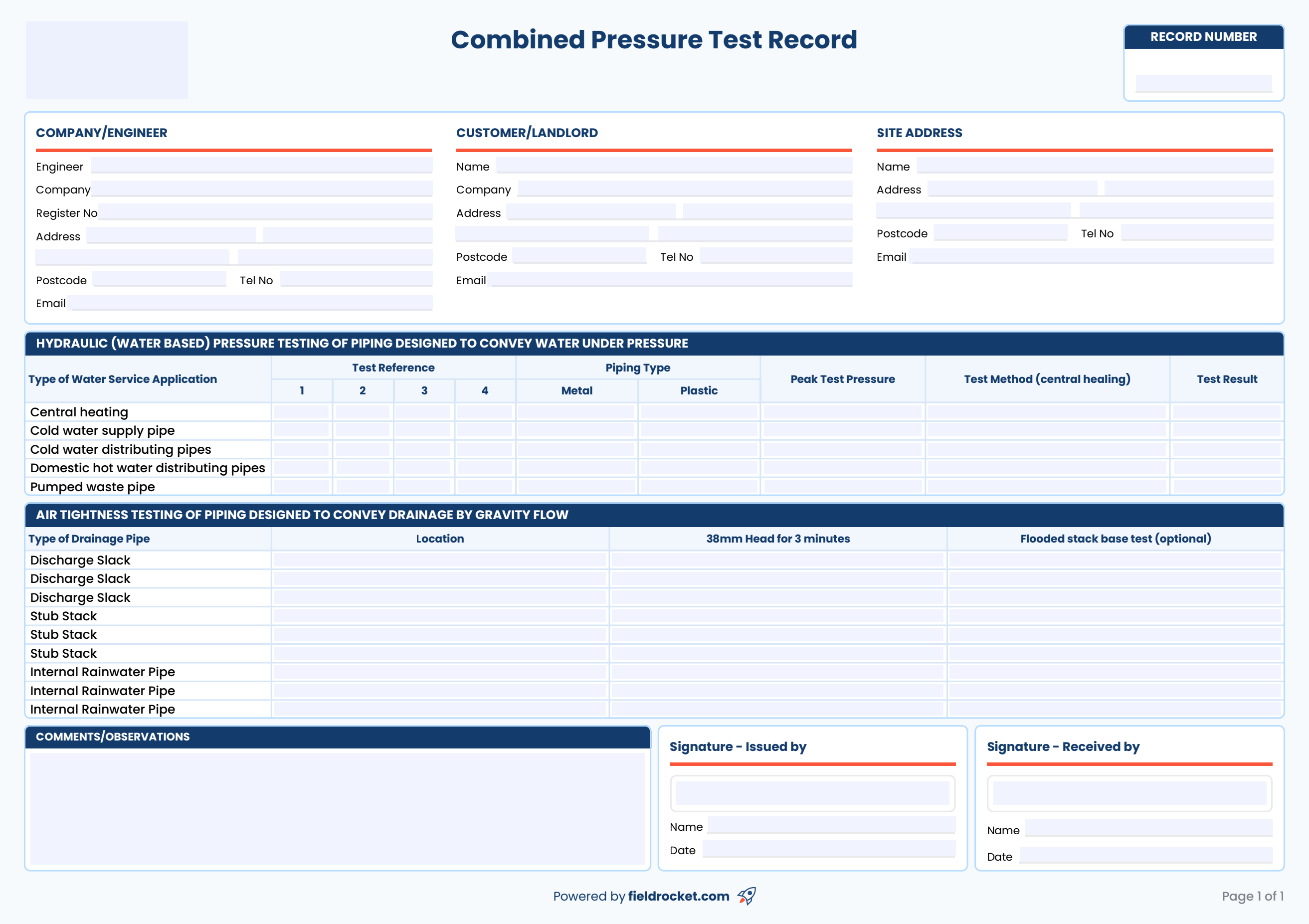 Our fillable CP12 gas safety certificate