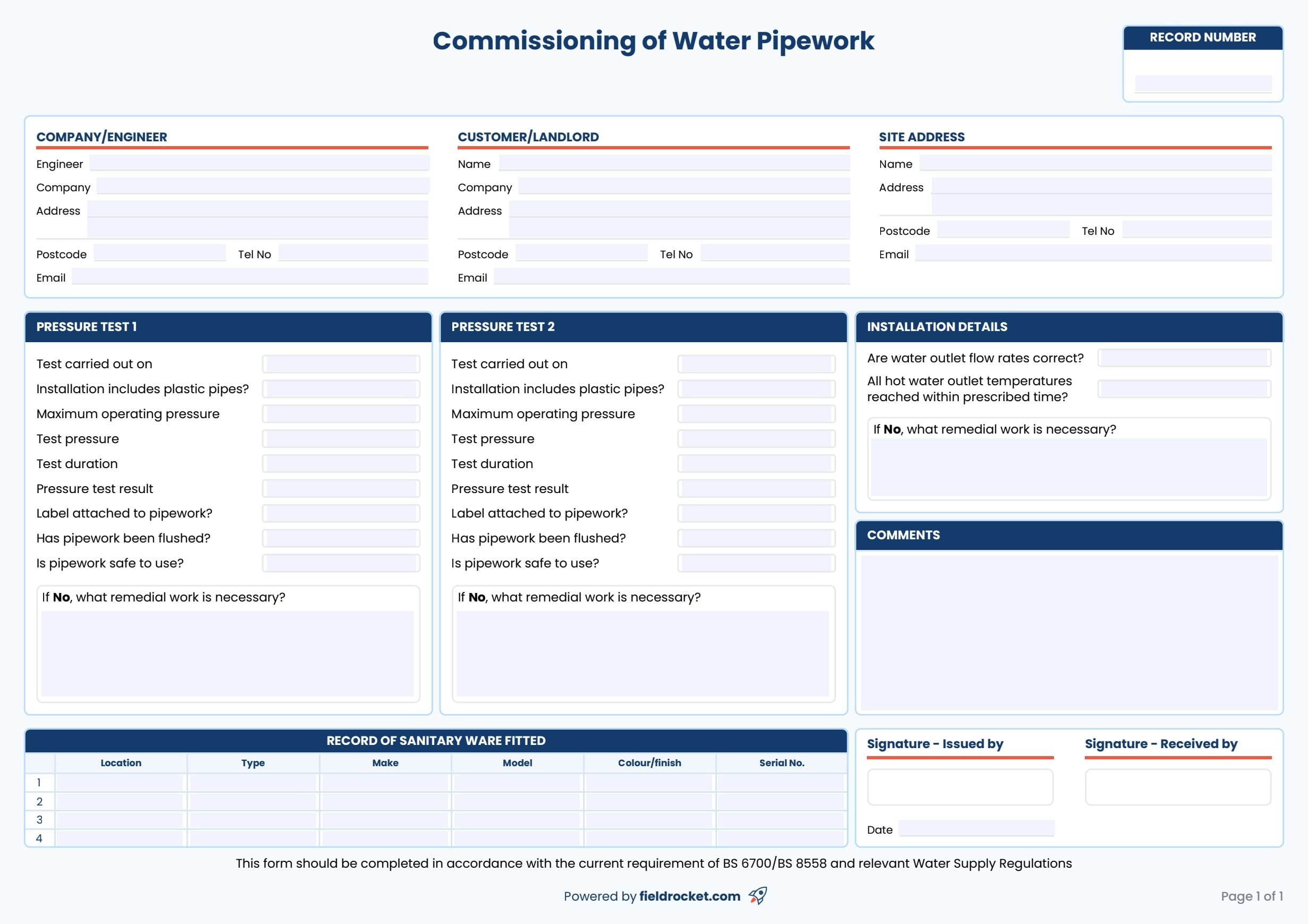 Our fillable CP12 gas safety certificate
