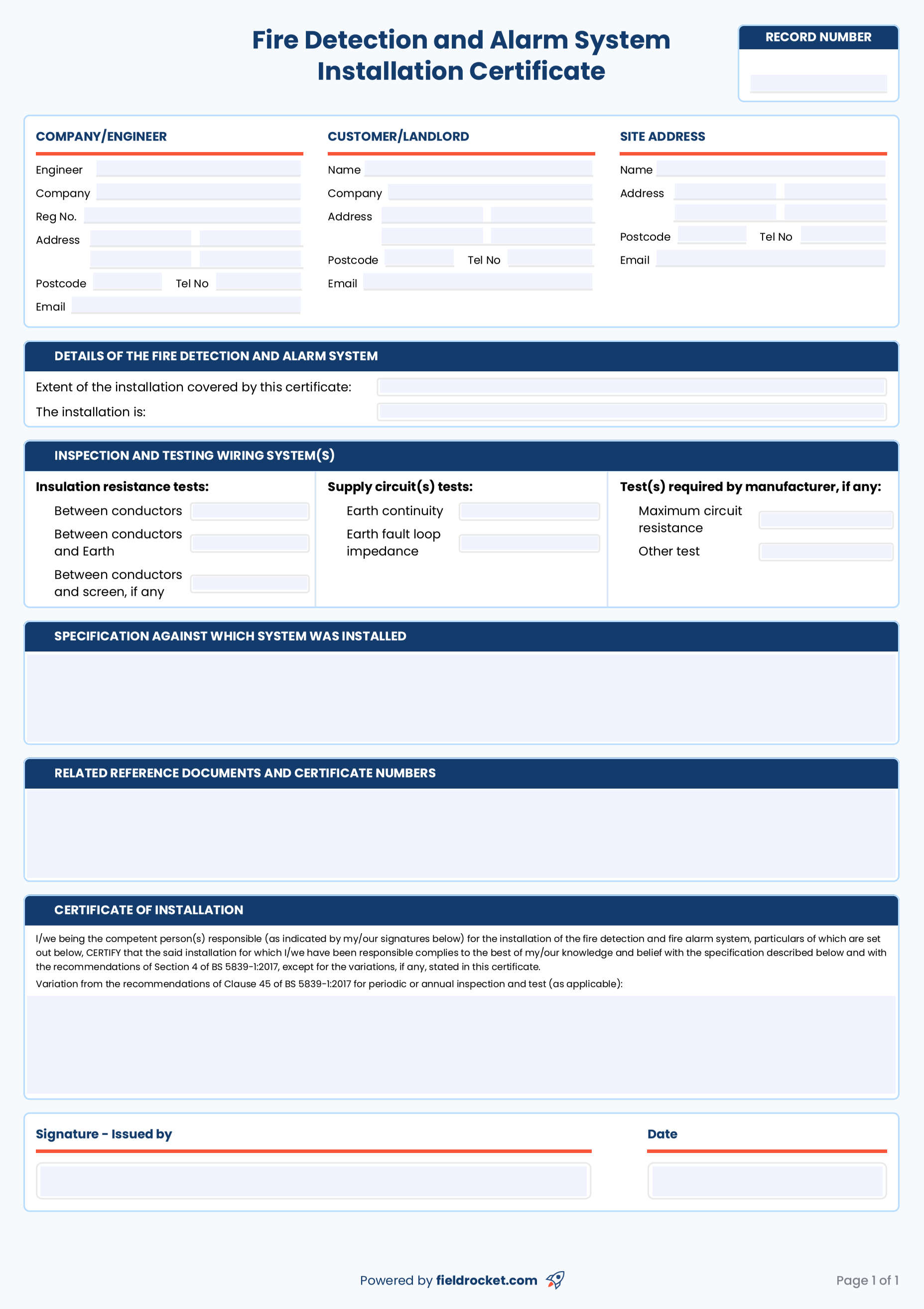 Our fillable CP12 gas safety certificate