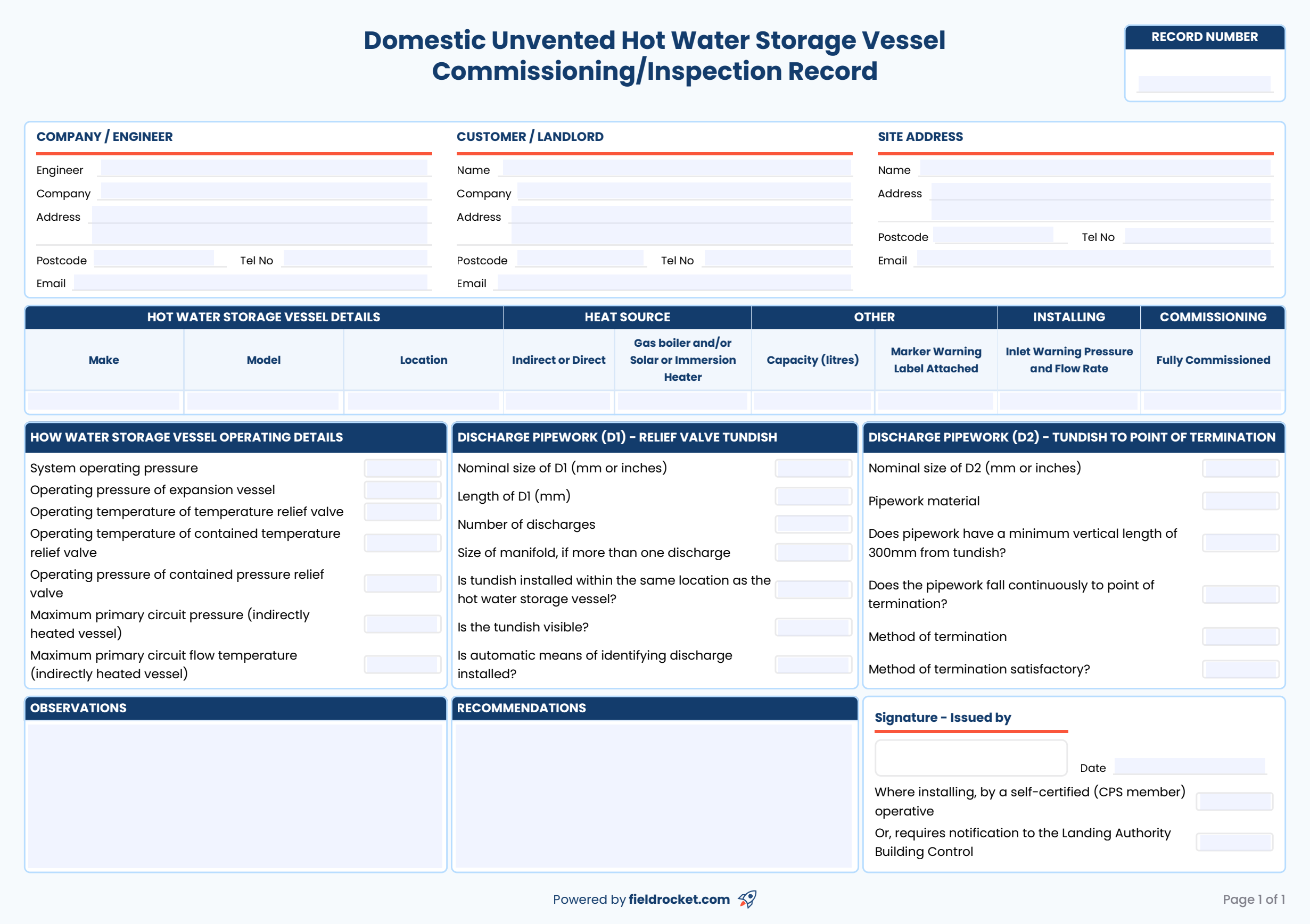 unvented_hot_water_tank_commissioning_inspection Our fillable CP12 gas safety certificate