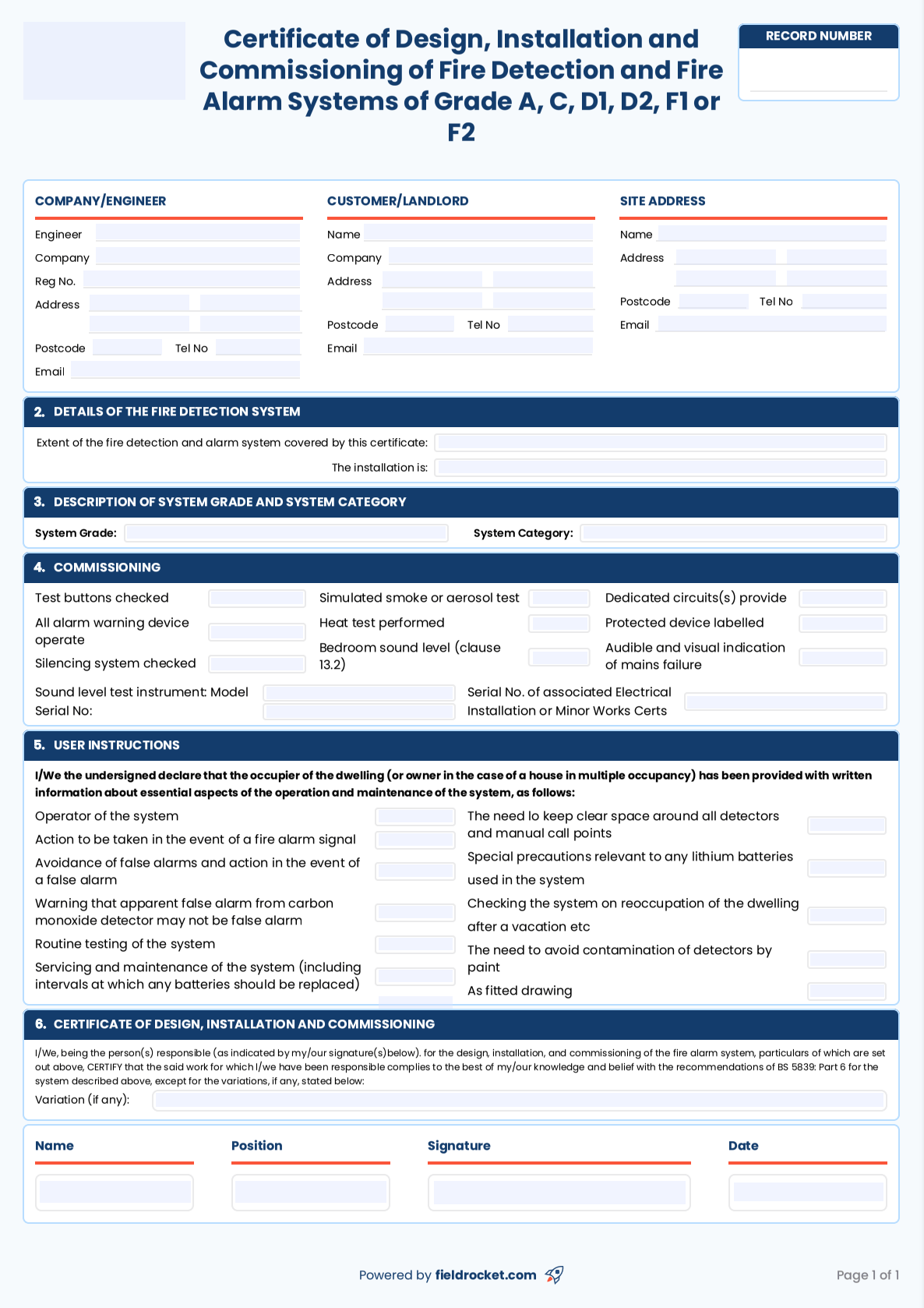Our fillable CP12 gas safety certificate