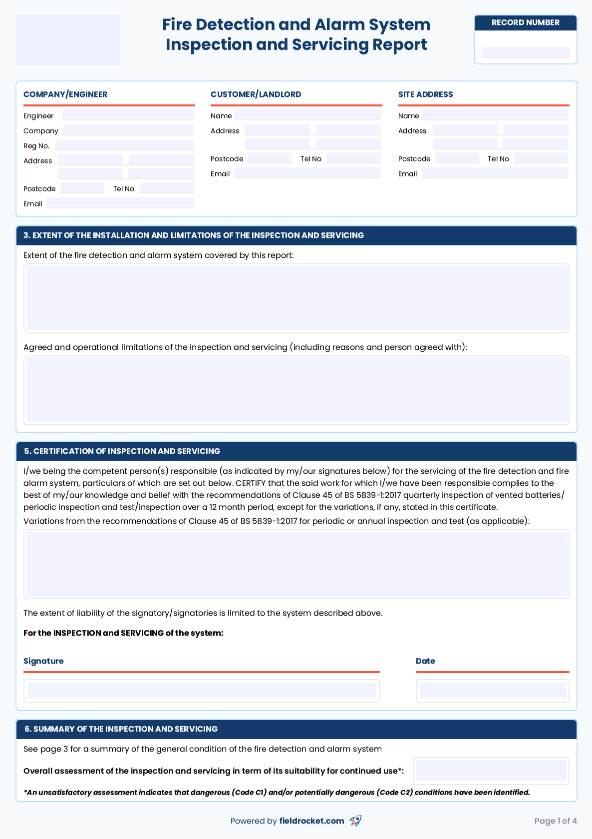 Our fillable CP12 gas safety certificate