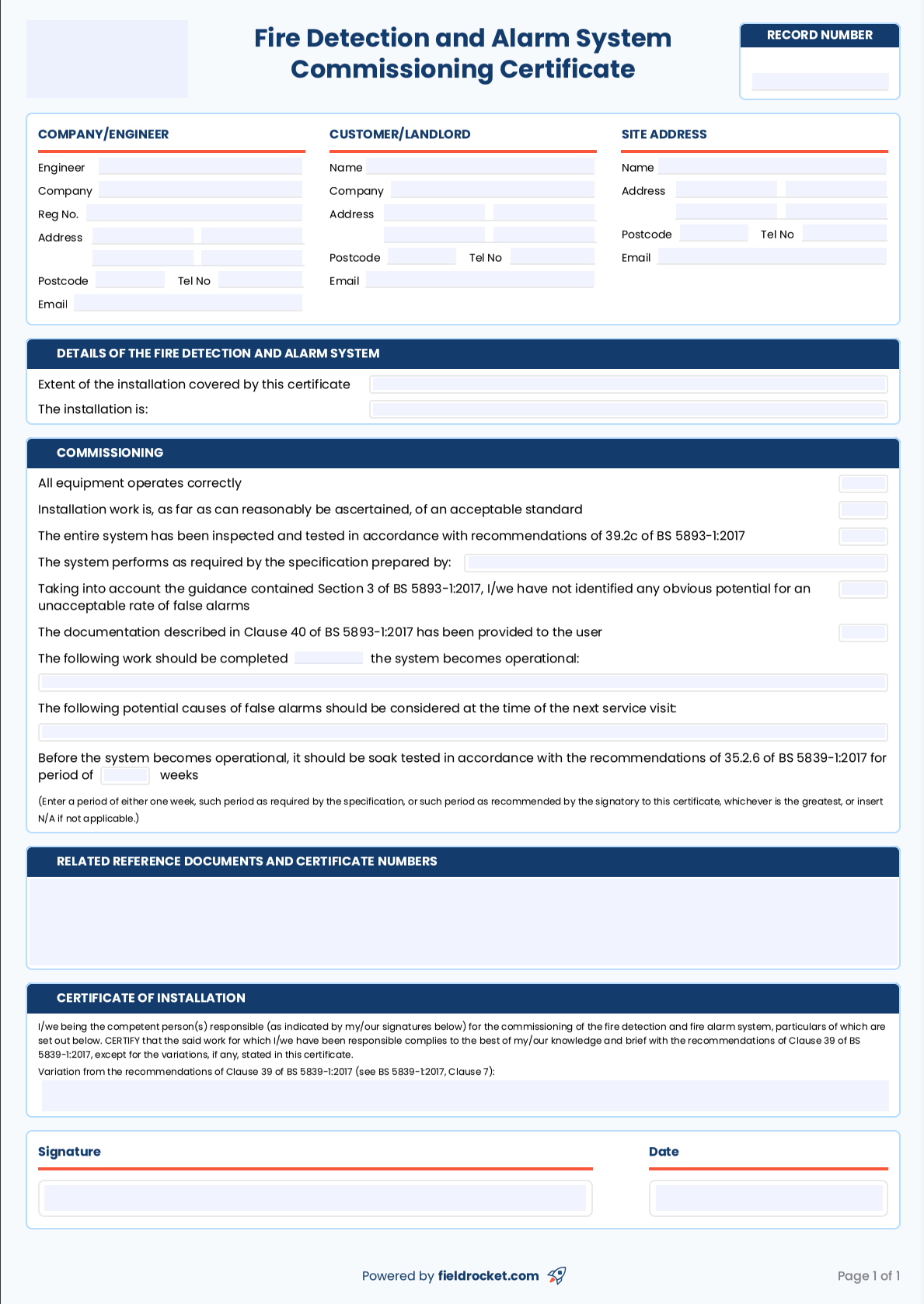Our fillable CP12 gas safety certificate