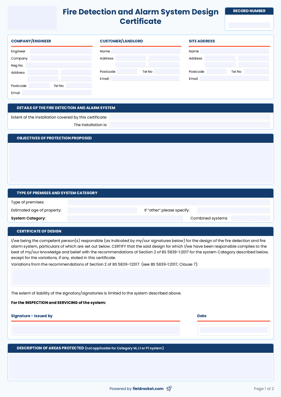 Our fillable CP12 gas safety certificate