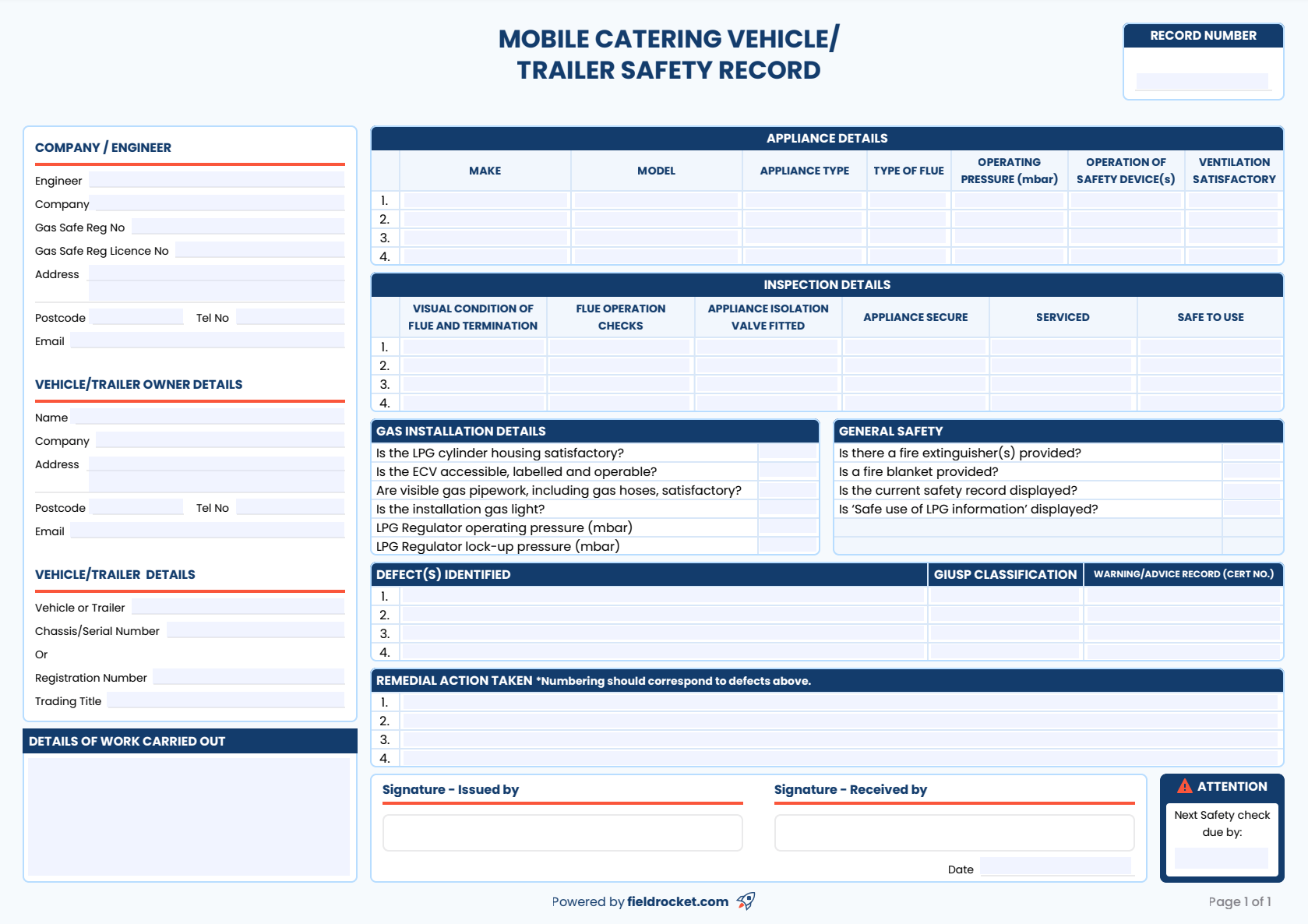 Our fillable CP12 gas safety certificate