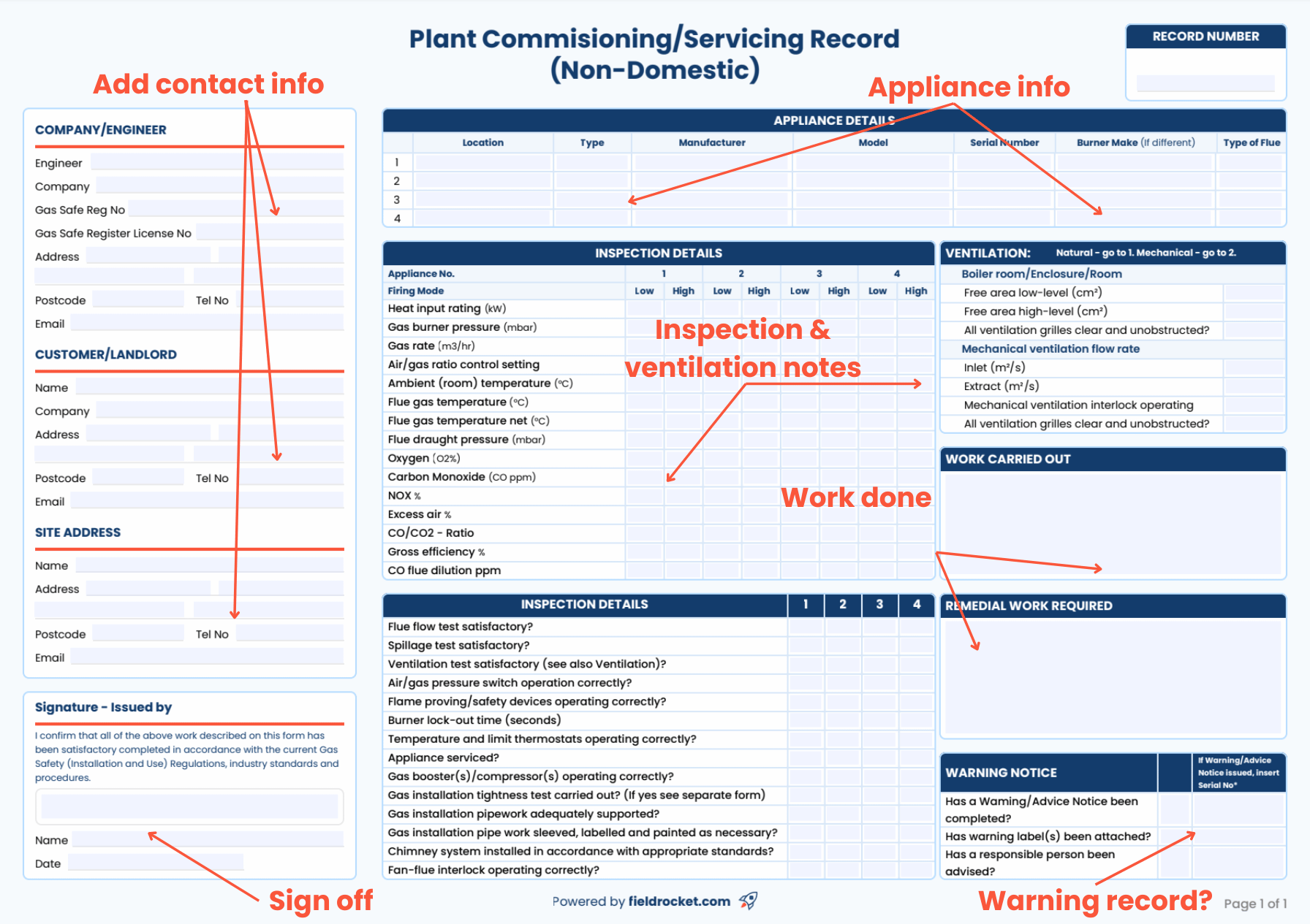 A quick guide on how to fill out a combined pressure test record