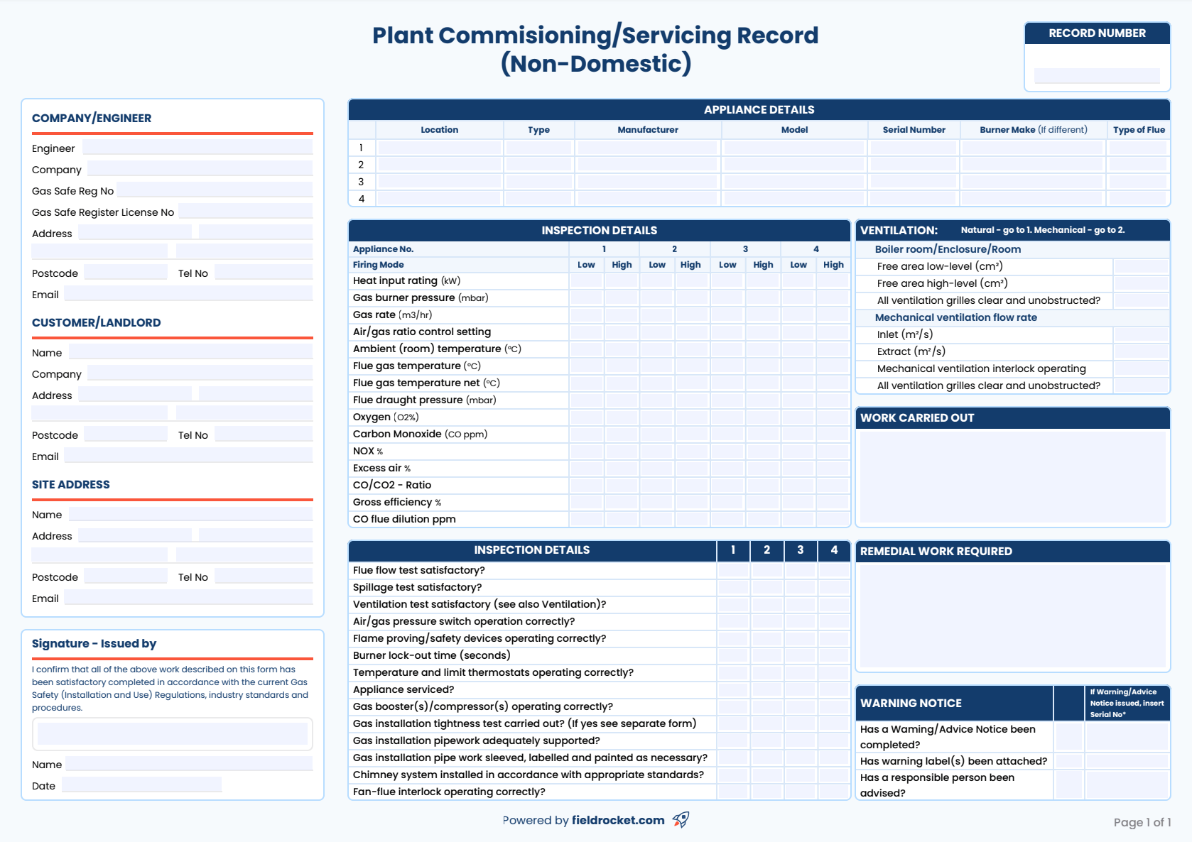 Our fillable CP12 gas safety certificate