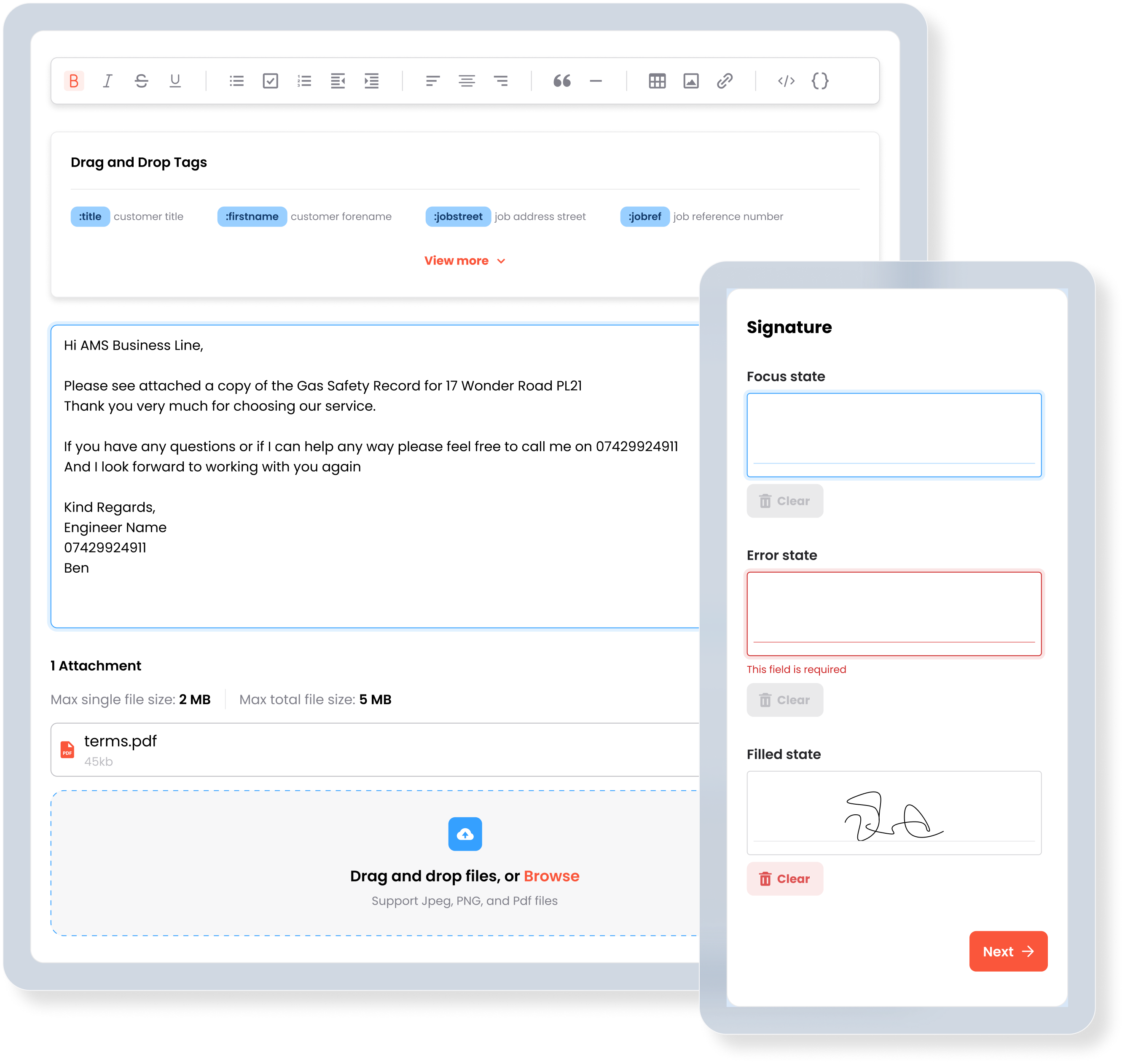 customise emails and sms reminders